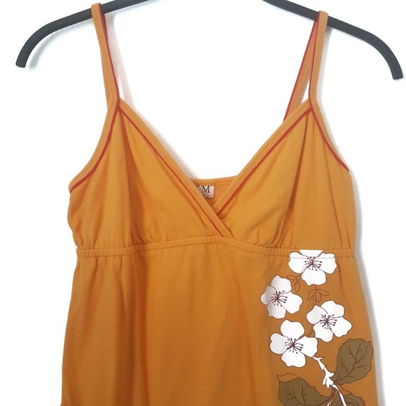 MKM Designs V-Neck Yellow Floral Print Tank, M - Picture 2 of 6